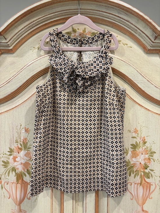 J. Crew Tops - J. Crew brown and tan sleeveless blouse ruffle neck detail 2010s core